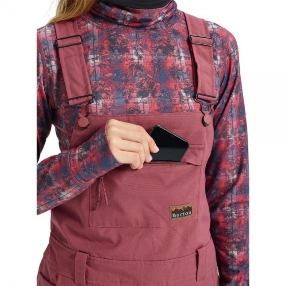 Burton Avalon Women's Rose Brown Pink Snow Bib Overalls - Picture 4 of 12